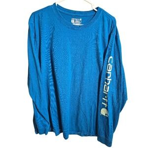 Carhartt Mens Loose Fit Long Sleeve Logo Graphic T-Shirt Blue XXL TK0231-W. 416